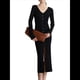 thumbnail image 2 of Vestido Tipo Suéter con Cuello en V, Abertura Frontal y Botones Acanalados para Mujer Negro L, 2 of 7
