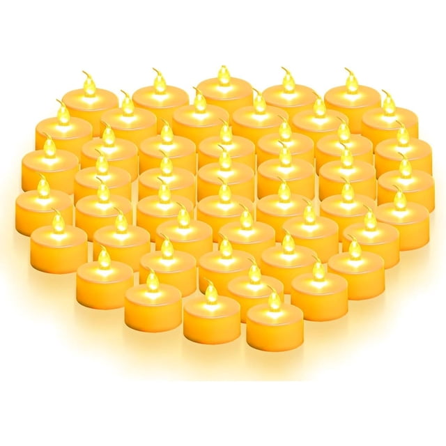 Velas LED Sin Llama, 48PCS Velas LED Pilas, Flama Realista, Velas Eléctricas Impermeables, LED Velas de Té Decorativas, Libres de Humo, para Navidad, Halloween, Bodas, San Valentín, Fiestas, Hogar