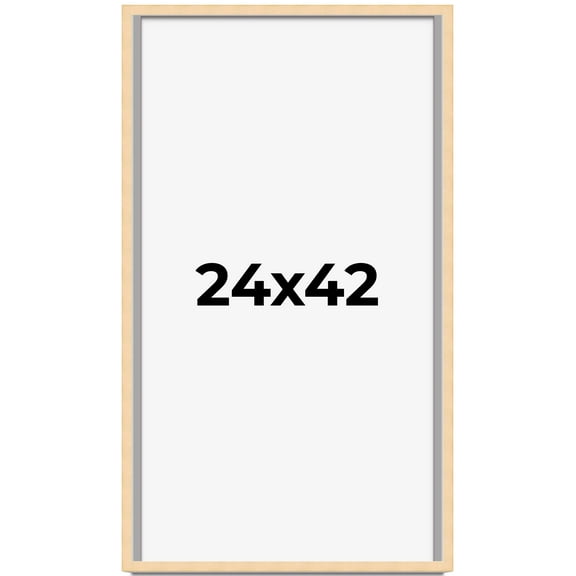 24x42 Frame Natural Wood Picture Frame | 0.75 Inch Moulding Width | with UV Acrylic Plexiglass,