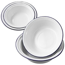 Masteelf 4 Pcs Enamel Bowls Unbreakable Enamelware Serving Bowls Round Mixing Bowls with Rim for Kitchen