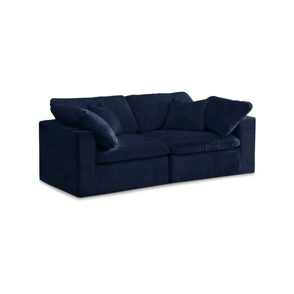 Meridian Furniture Cozy Navy Velvet Modular 2 Piece Loveseat
