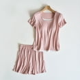 thumbnail image 2 of Tnhcen Women's Lightweight Sleepwear Set Built-in Bra Short Sleeve Pajamas Breathable Home Wear Comfortable M-2XL Pink, 2 of 7