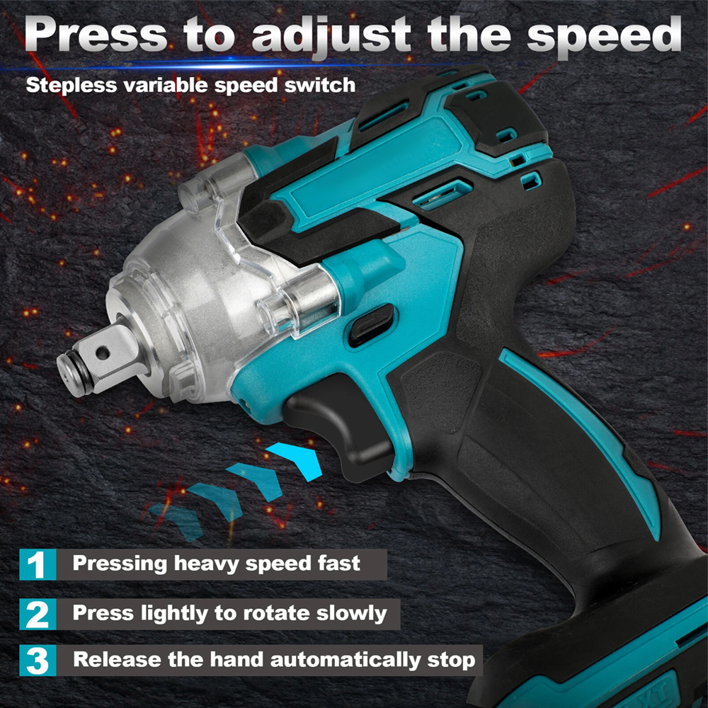 21V Cordless Electric Impact Wrench Gun 1/2'' High Power Driver w/ 6.5Ah Li-ion Battery