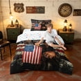 thumbnail image 3 of Manfei Vintage Dachshund Twin Comforter Sets, American Flag Bedding Set, Black Brown, Colorful Stars Reversible 2pcs, 1 Comforter and 1 Pillowcase, 3 of 6