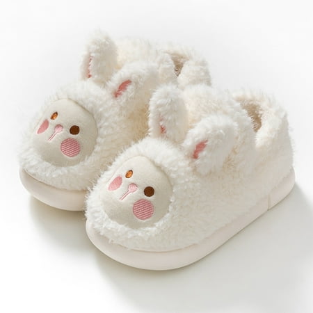 

Boys Girls Slippers Plush Anti-Slip Indoor Thermal Rabbit Bunny Design EVA Shoes Winter New