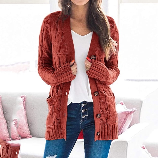 Boho Patchwork Cardigan Long Sleeve Open Front Knit Sweater Coat for Women with Pockets