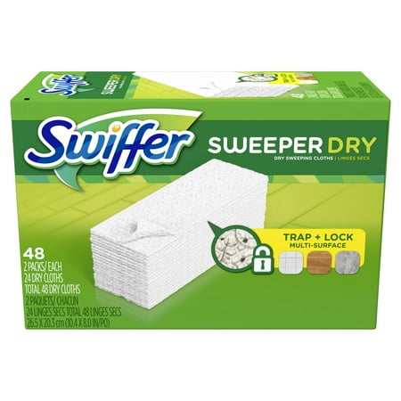 Swiffer Sweeper Dry Sweeping Pad Multi Surface Refills for Dusters Floor Mop, Unscented, 48 Count