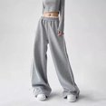 thumbnail image 5 of TIREOW Girls Wide Leg Sweatpants Elastic High Waist Lace Trim Sweat Pants Loose Casual Sports Trousers Street Style Trousers, 5 of 7
