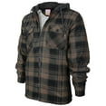 thumbnail image 1 of Men's Heavyweight Flannel Zip Up Fleece Lined Plaid Sherpa Hoodie Jacket (A19 - Charcoal Khaki Black, XL), 1 of 2