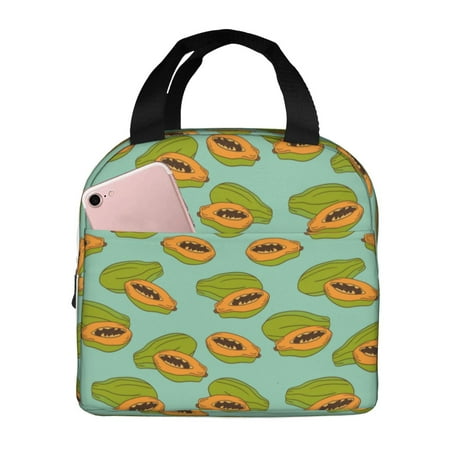 Insulated Lunch Bag for Women Men - Papaya Pattern funny Leakproof Cooler Lunch Box for Women Men  Lunch Tote Bags for Work School Picnic Travel