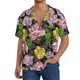thumbnail image 1 of Fotbe Colorful Roses Camisa Estampada de Manga Corta para Hombre, Casual de Verano, Estilo Playero, Sin Arrugas-4X-Large, 1 of 5