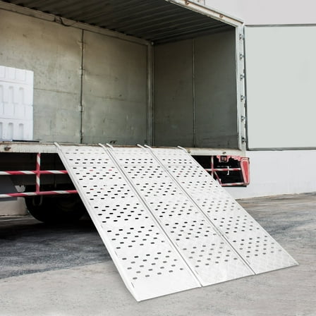 Aluminum Tri-Fold Ramp, 54” W x 77” L, 1500lb Capacity, Portable Folding Ramps, Straight Fixed Loading Truck Ramp