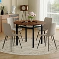 thumbnail image 3 of NYEESS 5-Piece Round Dining Table Set for 4, 42" Modern Wood Grain Kitchen Table with Tea Glass & Storage, 4 Gray PU Leather Chairs, Black Metal Legs, 3 of 10