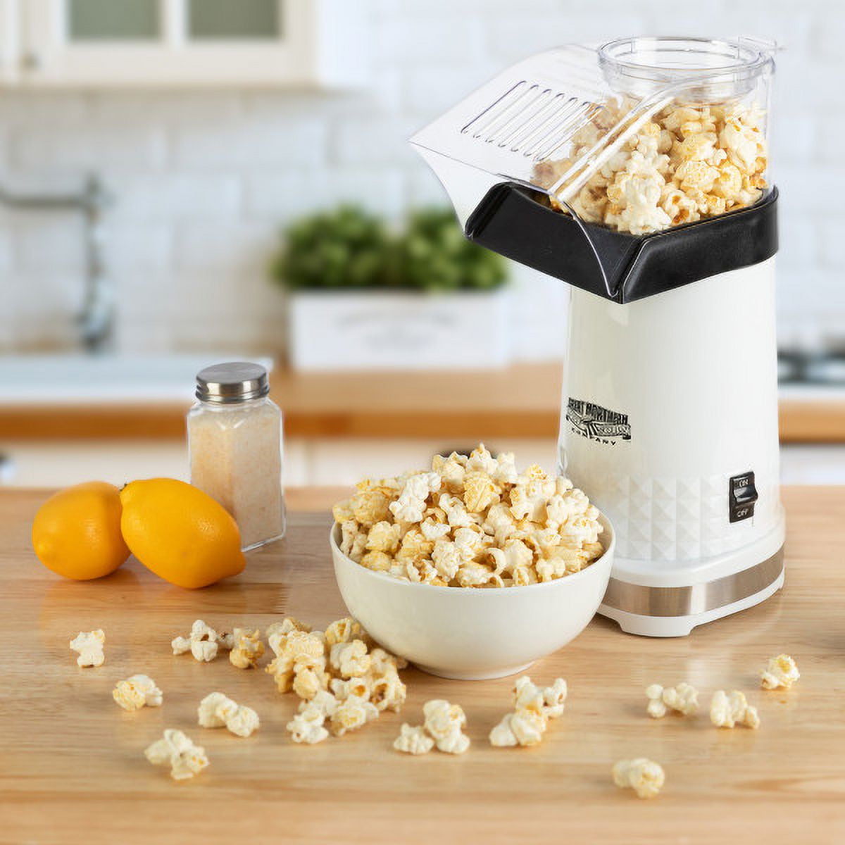 Great Northern Popcorn 1200W Oil-Free Air Popper Popcorn Machine, White