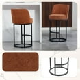 thumbnail image 4 of S-HOME Modern Linen Fabric Counter Height Bar Stools Set of 2 with Backrest and Footrest for Dining Experience, Orange, 4 of 18