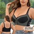 thumbnail image 2 of Zhaghmin Women'S Front Closure Bras Plus Size Support V Neck Wirefree Bralette Smoothing Back No Underwire Push Up Bra Large Breast Comfort Black 100E, 2 of 9