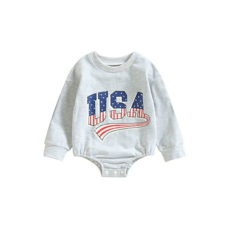 

4th of July Baby Boy Girl Outfits USA Bubble Romper Vintage Onesie Sweatshirt Toddler Outfits Retro USA Print
