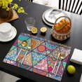 thumbnail image 3 of Multicolor Ethnic Geometric Pattern Summer Placemats Table Placemats Set Of 6-Linen Kitchen Washable Placemats Table Mats 11.8"x17.7" Non-Slip Heat Resistant, 3 of 5