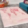 thumbnail image 2 of Earth Decorative Rug, Detailed World Map with All Countries Major Capital Cities Universe Continents, Quality Carpet for Bedroom Dorm and Living Room, 6 Sizes, Rose Blush, by Ambesonne, 2 of 4