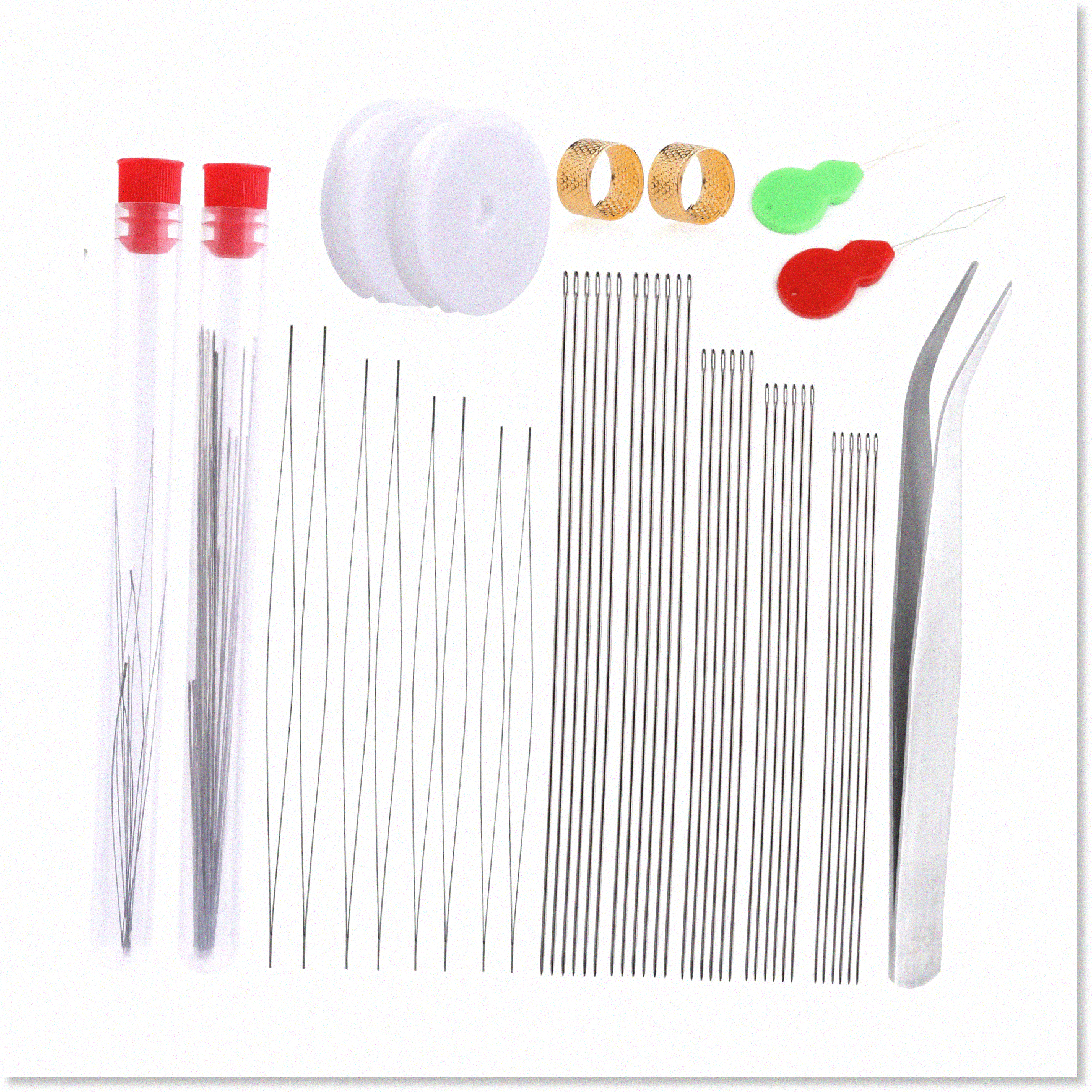 Kit De 47 Aiguilles à Perles – 6 Tailles Gros Yeux + 5 Tailles Fines, Avec Ciseaux, Pour Perles De Rocaille, Bijoux DIY