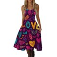 thumbnail image 5 of Valentines Day Sleeveless Vintage Dress Heart Print Pattern Casual A-line Midi Summer Dresses Vermilion L, 5 of 5