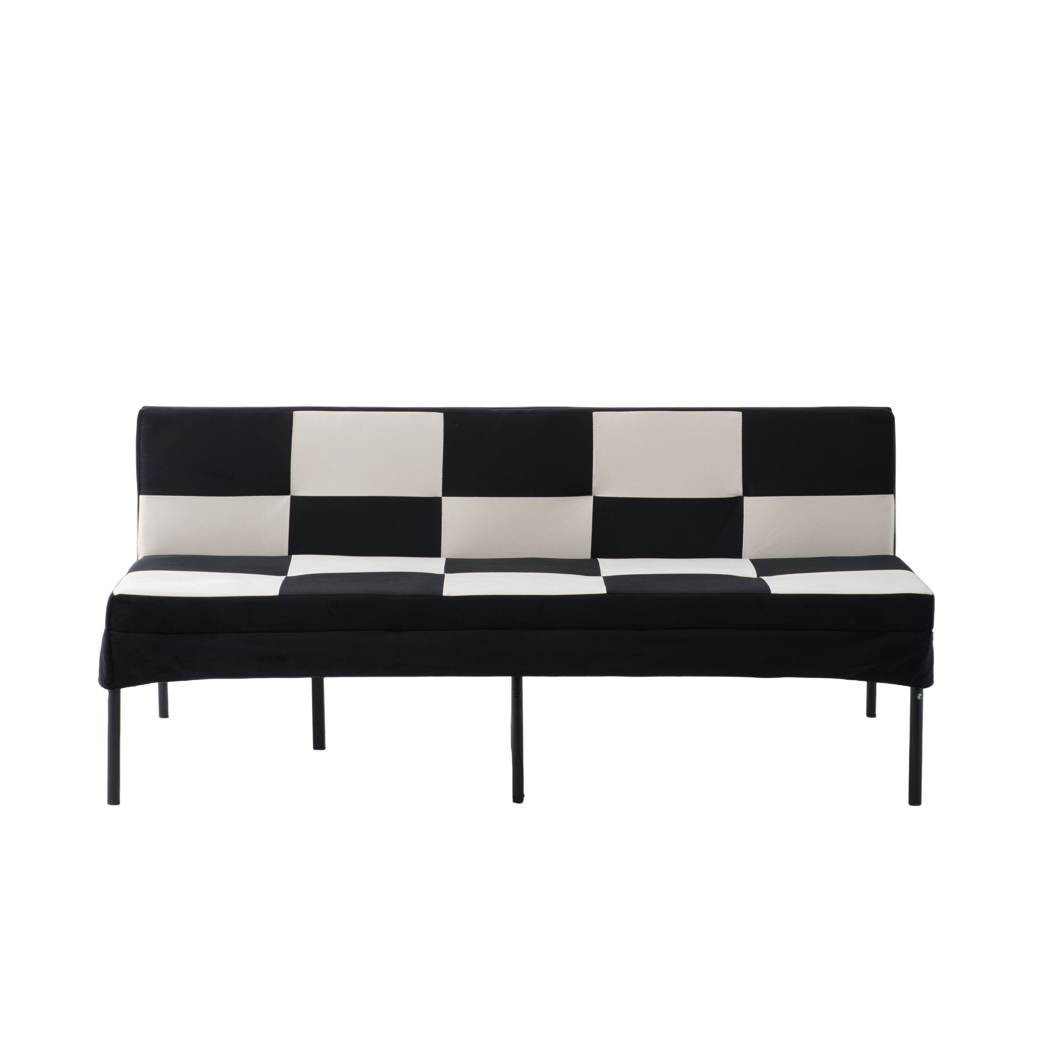 Gewnee Velvet 63.58"Folding Sofa Bed,Adjustable Convertible Folding Sleeper Couch Bed for Living Room,Office,Small Space,Black & White