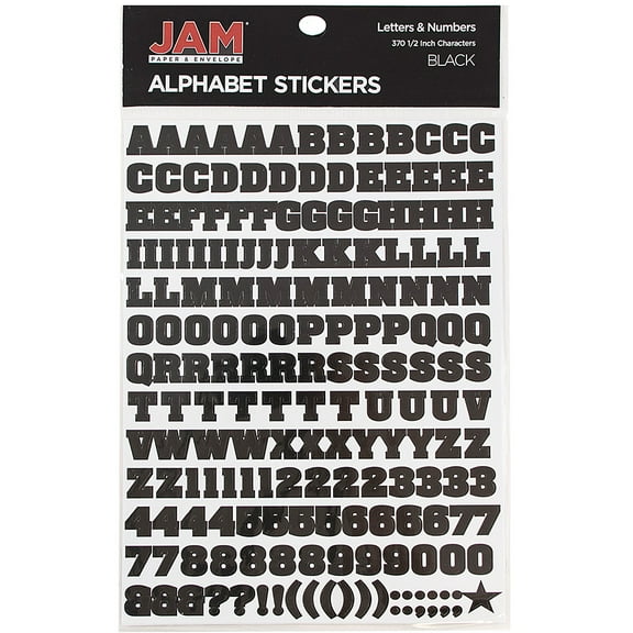JAM Alphabet Letter and Number Stickers, 370/Pack, Black