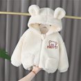 thumbnail image 4 of Generic 2024 New Children's Jackets Casual Fashion Baby Girls Boys Cartoon Letter Jacket Bear Ears Hooded Outerwear Zipper Warm Winter Coat for Breathable Clothing (2-3 Years,White), 4 of 7