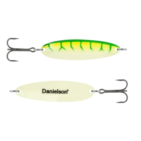 Danielson Night Fight Skagit Super Glow Casting Spoon FW Spoons Big Game 5/8oz Green Worm