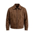 thumbnail image 4 of Men's Relaxed Fit Zip Up Jacket Lapel Collar Smooth Textured Coat with Pockets Fully Lined Casual Spring Fall Outfits Outerwear, 4 of 8