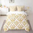 thumbnail image 2 of Feelyou Retro Damask Women Comforter Set 7pcs, White Gold Mandala King Bedding Sets, 2 of 8