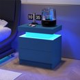 thumbnail image 7 of Cubehom Nightstand Set of 2 LED Modern Bedside Table with 2 Drawers Wood Furniture for Adults Bedroom All Blue, 7 of 7