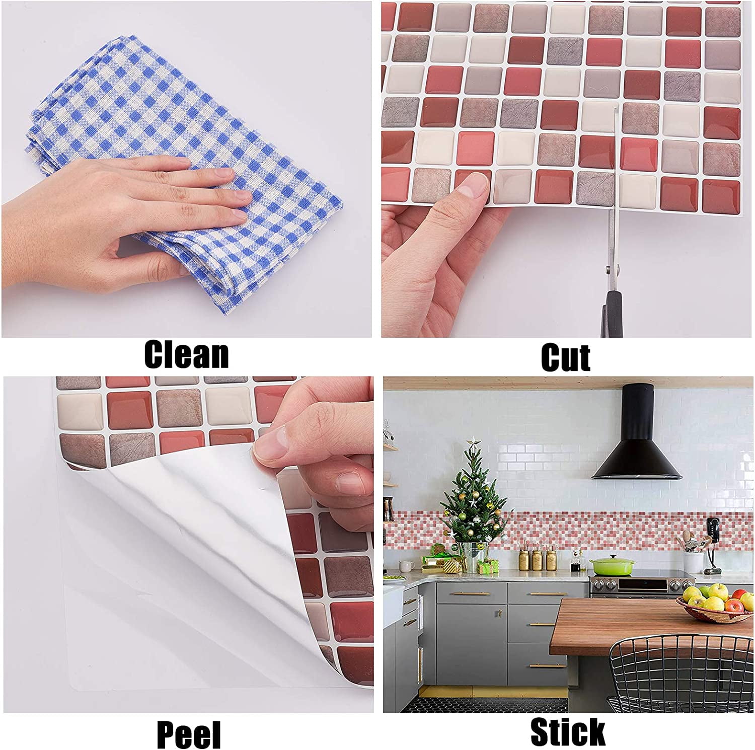 5Sheet 3D Mosaic Tile Sticker Peel and Stick Backsplash Tile Kitchen Mosaic Wall Tiles Self-Adhesive DIY Backsplash