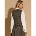 thumbnail image 3 of DARING DIVA Women's Plaid Single Breasted Sleeveless Racerback Waistcoat XS Brown, 3 of 6