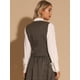 thumbnail image 3 of Chaleco a cuadros vintage para mujer con cuello en V y un solo pecho sin mangas con espalda cruzada marrón XS, 3 of 5