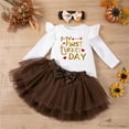 thumbnail image 2 of SUXIAN Baby Girl Thanksgiving Outfit Set Bodysuit Tutu Skirt Headband Clothes Set Holiday Outfit Sets Coffee 62, 2 of 9