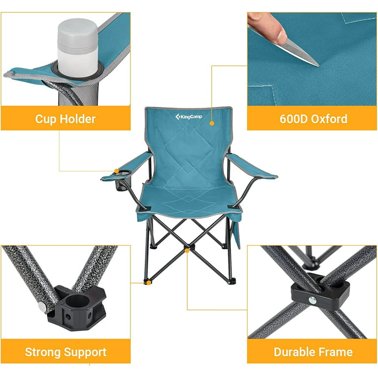 KingCamp Lightweight Camping Chairs Folding Portable Lawn Chairs for Adults  Blue 