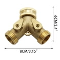 thumbnail image 3 of Divisor de manguera de jardín de 2 vías | Adaptador de conector de manguera de agua de latón | Cierre de doble válvula | Entrada de 3/4 de pulgada | Accesorio de riego exterior a prueba de fugas, 3 of 9