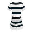 thumbnail image 5 of Robes pour Femmes 2023 Travail Robe Décontractée Col en V Sans Manches Rayée Ceinture Mini Robe de Plage pour Femmes en Solde, 5 of 5