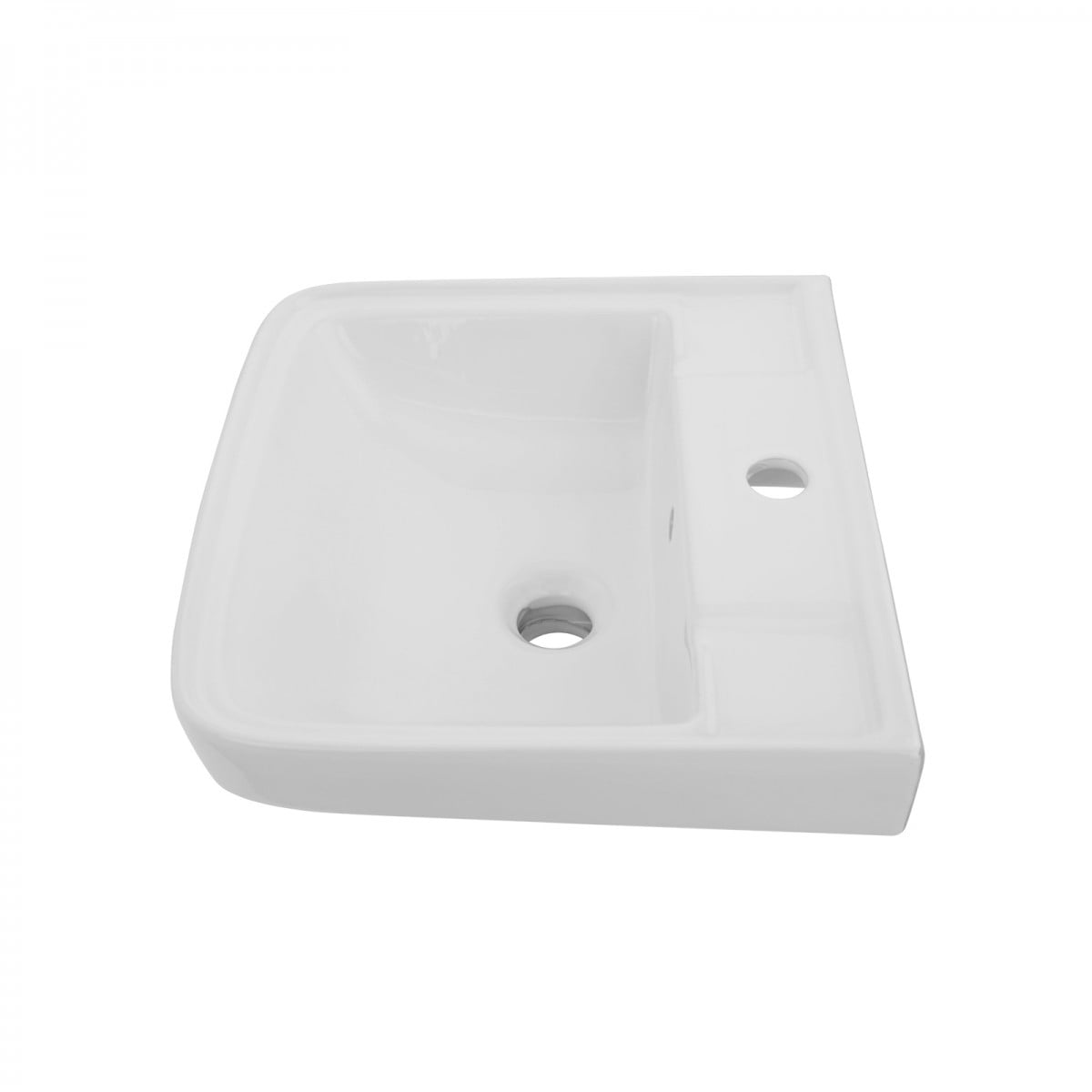 Haddy Rectangle Wall Mount Bathroom Sink 16" W Small White Ceramic Sink with Overflow and Single Faucet Hole Renovators Supply