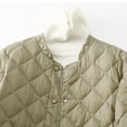 thumbnail image 5 of Juebong Womens Puffer Jacket Lightweight Long Sleeve Quilted Jackets Button Down Fall Spring Warm Coats Outerwear with Pockets Green,M, 5 of 8