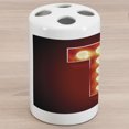thumbnail image 1 of Letter T Ceramic Toothbrush Holder, Cinema Circus Club Theme Old Fashioned Show Business Inspired Typography, Decorative Versatile Countertop for Bathroom, 4.5" X 2.7", Ruby Yellow Black, 1 of 4