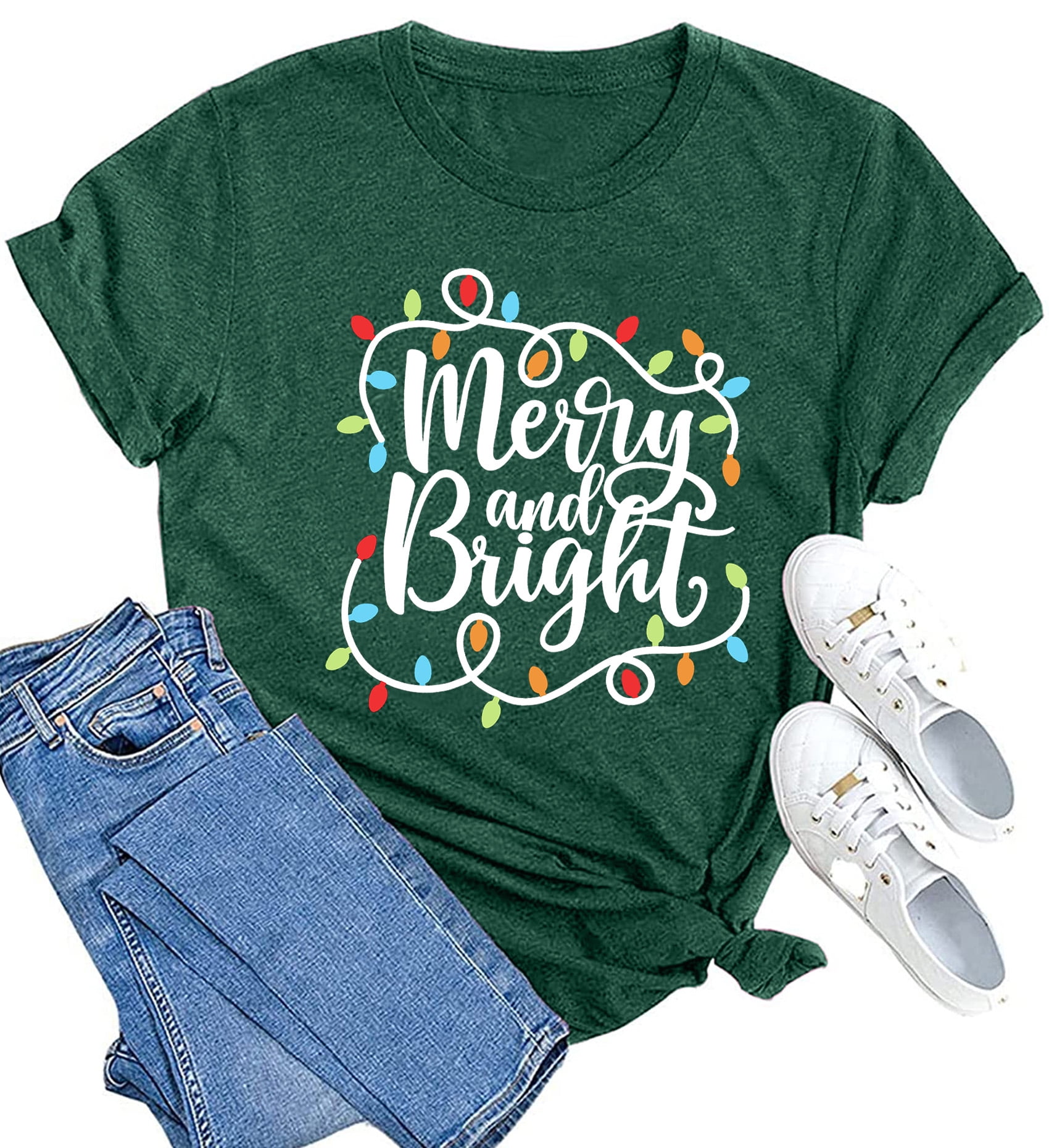 Christmas Shirts Womens Merry and Bright Xmas Lights Jamaica Ubuy