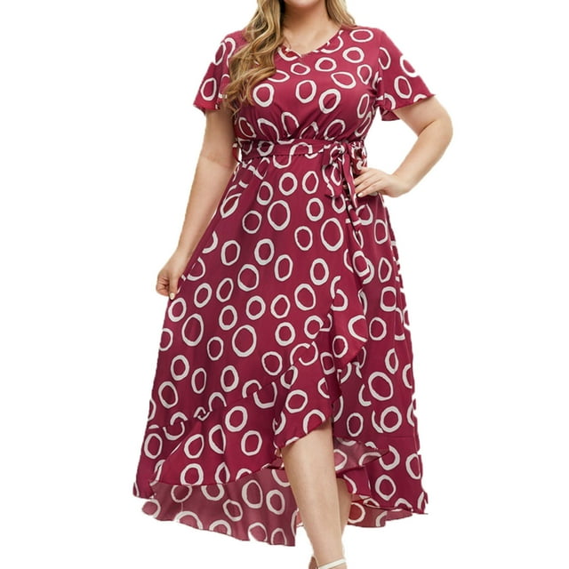 EQWLJWE Robes d'Été pour Femmes 2023 Mode pour Femmes Grande Taille Col en V Ventilée Sexualité Robe Flottante