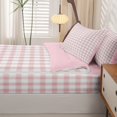 thumbnail image 5 of Manfei Modern Checkered Zipper Queen Comforter Set with Fitted Sheet and 2 Pillowcases,Geometric Check Zipper Bedding Set,Pink Red,Pink Reversible,4pcs, 5 of 8