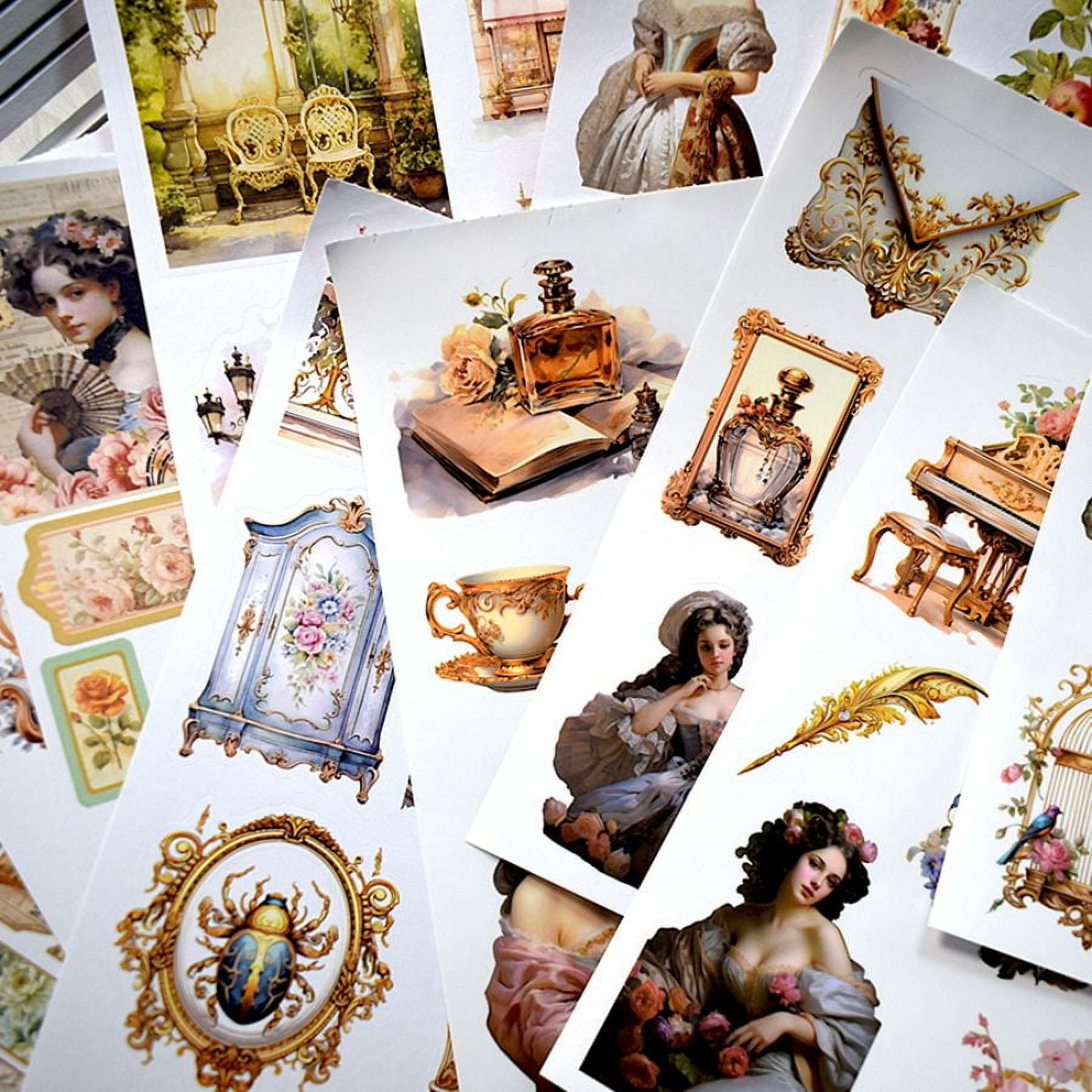 A5 Vintage Scrapbook Sticker Book White Cover 20 Unique Junk Journal Stickers Paper Sheets for Bujo DIY Crafts