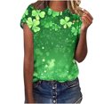 thumbnail image 1 of Amzcrzy Womens Tops Mode Imprimé Trèfle T-Shirt de la Saint-Patrick Col Rond T-Shirts de la Saint-Patrick Décontractés Tendance Manches Courtes Hauts pour Femme, 1 of 5