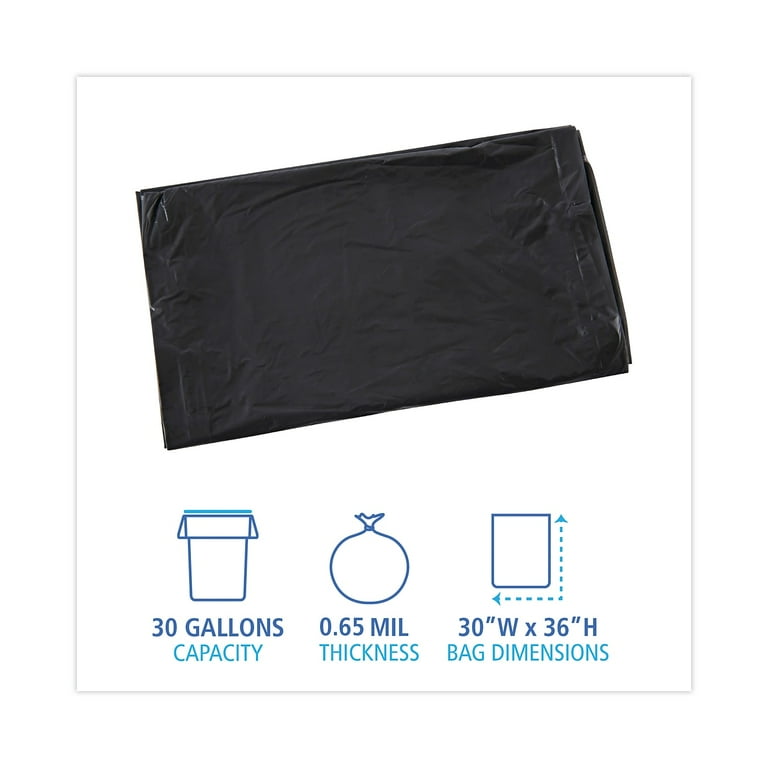 Linear Low Density Industrial Can Liners, 30 gal, 0.65 mil, 30 x 36, Black, 200/Carton Linear Low Density Industrial Can Liners, 30 gal, 0.65 mil, 30 x 36, Black, 200/Carton