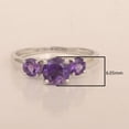 thumbnail image 5 of 0.60 Ctw Round Shape Amethyst Gemstone 925 Sterling Silver Three Stone Women Promise Ring, 5 of 7