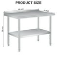 thumbnail image 2 of 48x24 Inch Commercial Stainless Steel Prep Table with Backsplash - Heavy Duty Kitchen Workstation 660lb Capacity, Adjustable Shelf & 4 Locking Casters for Restaurant Food Prep, 2 of 7